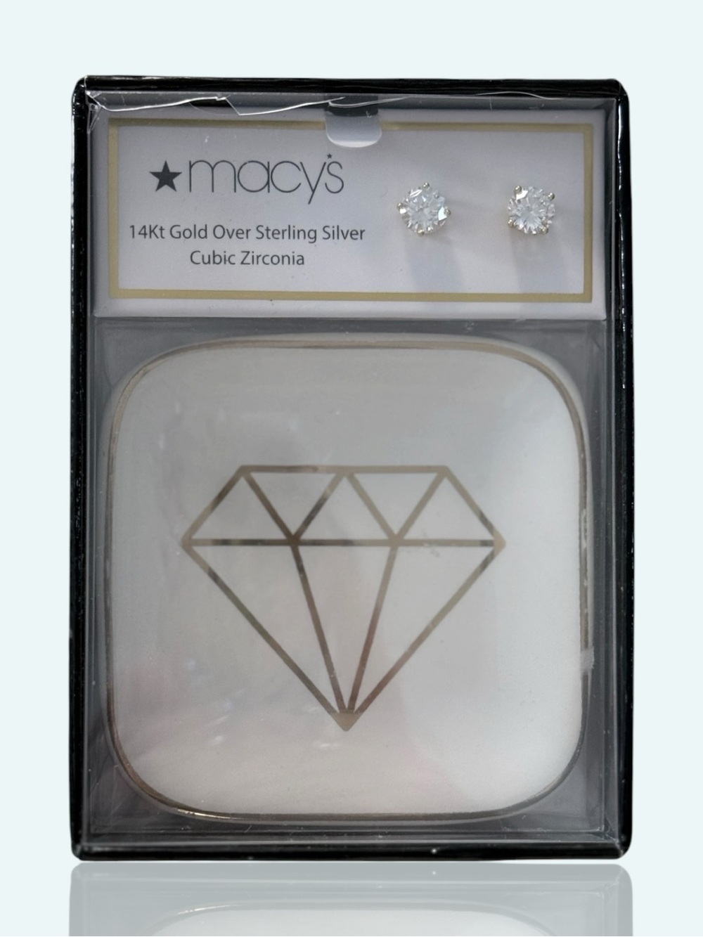 Macy's🪢 14Kt Gold Over Sterling Silver Cubic Zirconia Stud Earrings